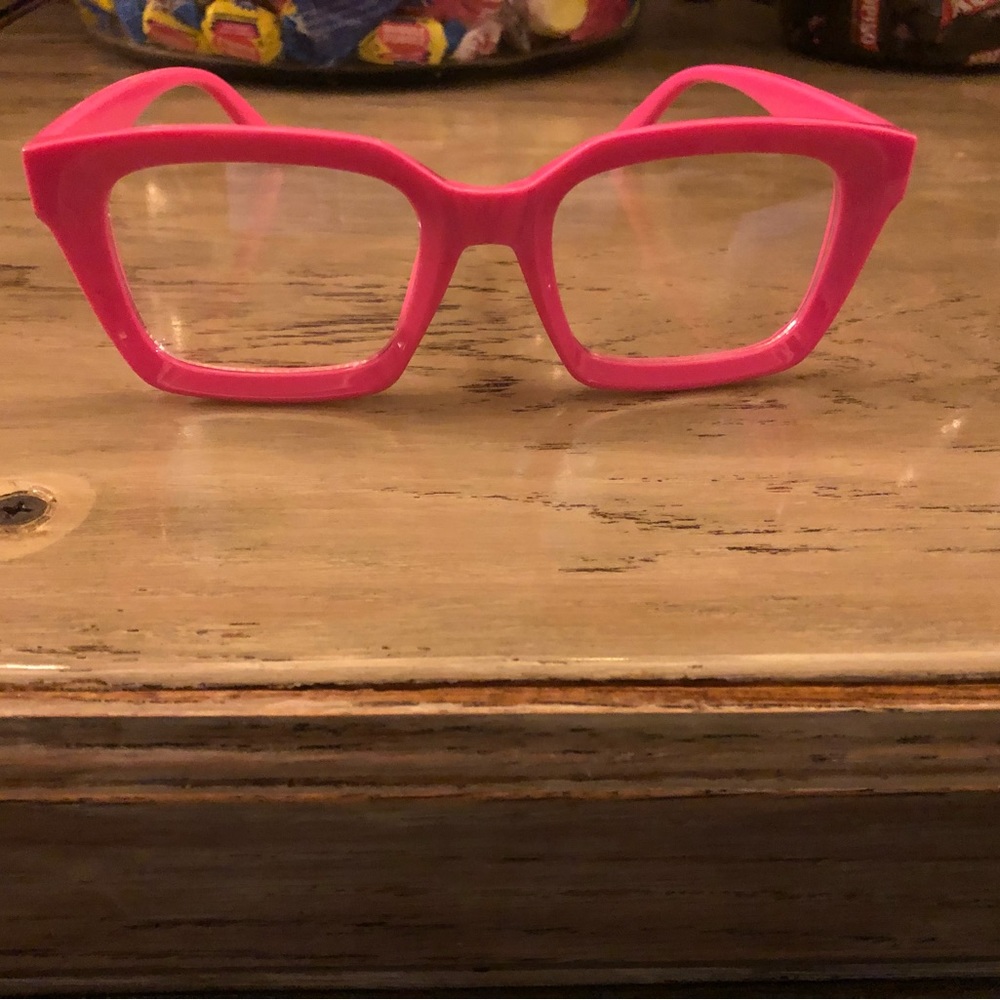 Hot pink square thick oversized eyeglasses frames
